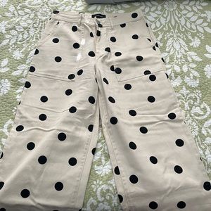 Wide leg polka dot pants